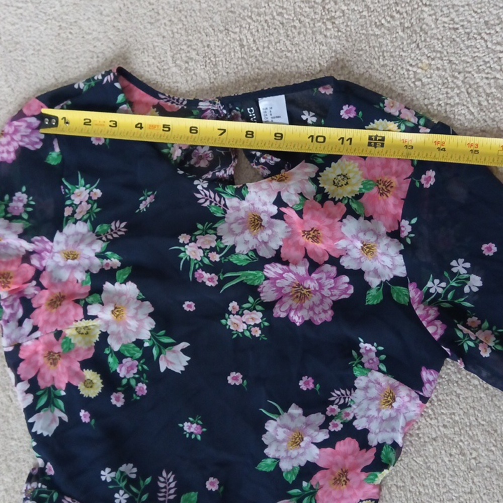 🪇2for$15 Ptp17" Long-Sleeve Open-Back Floral-Print Ruffled-Hem Dress - Picture 14 of 17